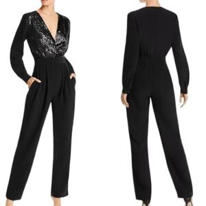 Lini Stella black sequin long sleeve jumpsuit XS